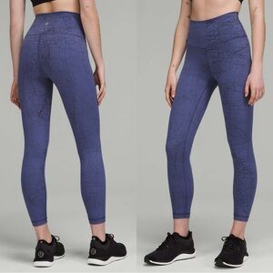 Lululemon Wunder Train High Rise Tight 25” Thread Dye Night Sea Black Size 4 EUC